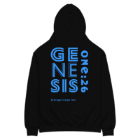 A104 - The G1:26 Hoodie  - Oversized-Blue/White Embroidery-Genesis Graphic On Back