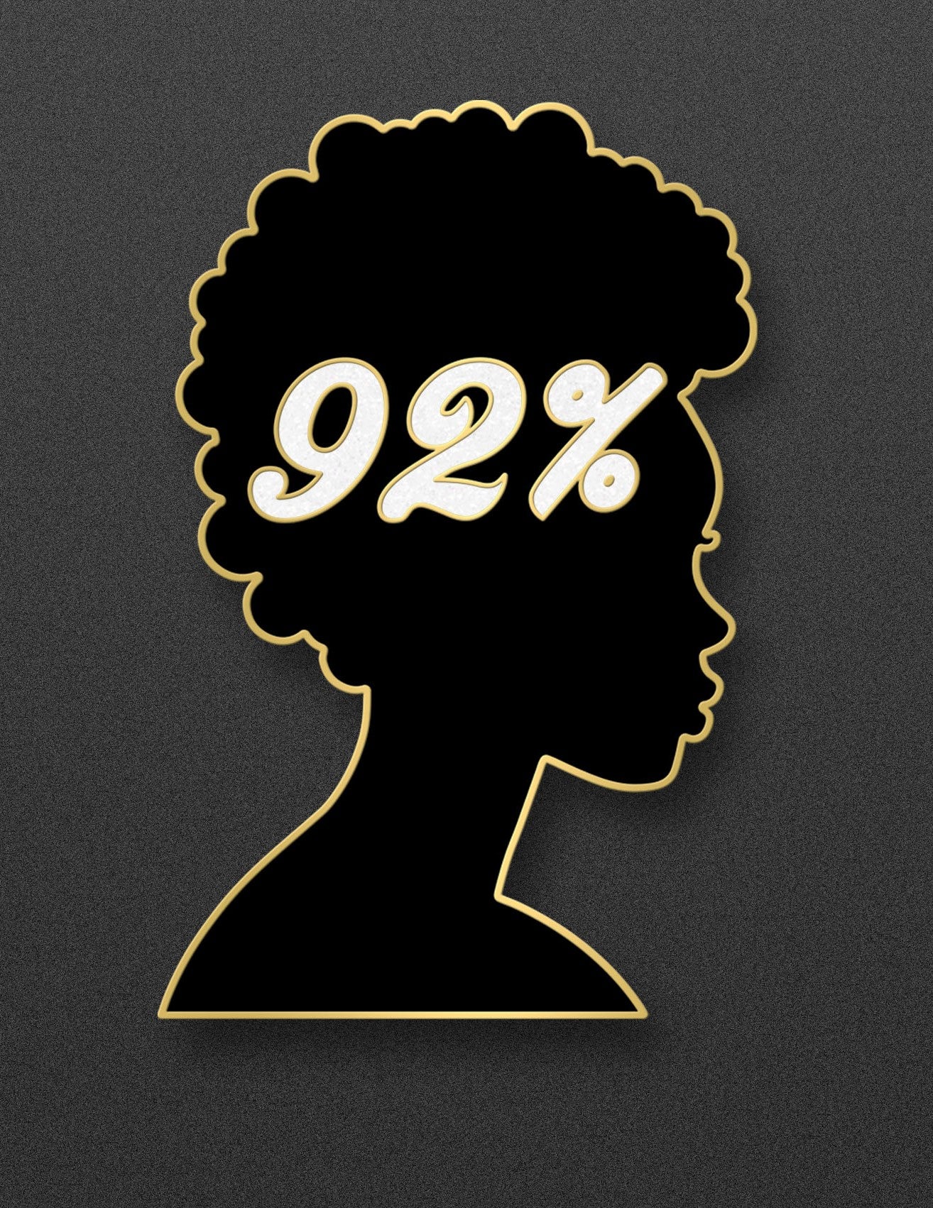 05- The 92% -Exclusive Design. Enamel Pin. White Glitter/Shiny Gold Metal Trim.
