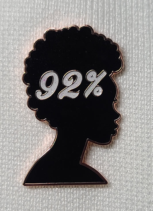 04- The 92% -Exclusive Design. Enamel Pin. White Glitter/Shiny Copper Metal Trim.