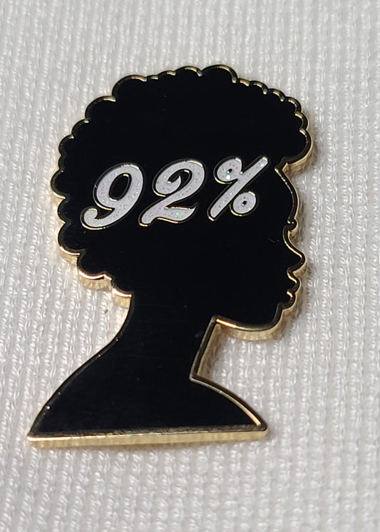 05- The 92% -Exclusive Design. Enamel Pin. White Glitter/Shiny Gold Metal Trim.
