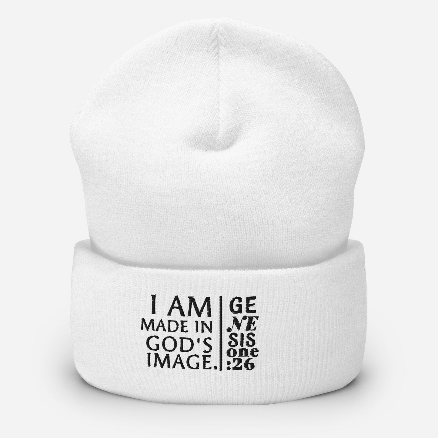 05 - A G1:26 Essential - Black Embroidery - Cuffed Beanie - Hats available in various colors.