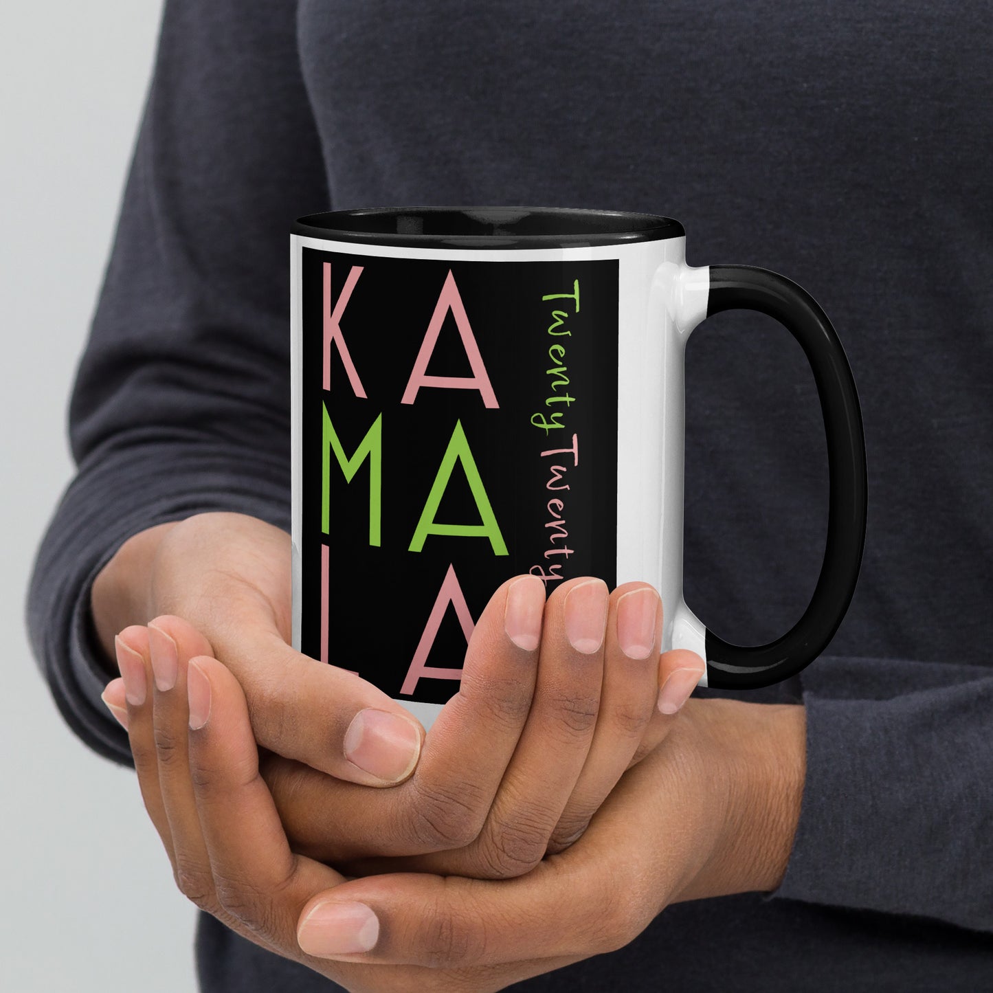 Z-A Limited-Edition Ceramic Mug – Celebrate History – Black Inside/Handle – Pink/Green Design - Shipping Included