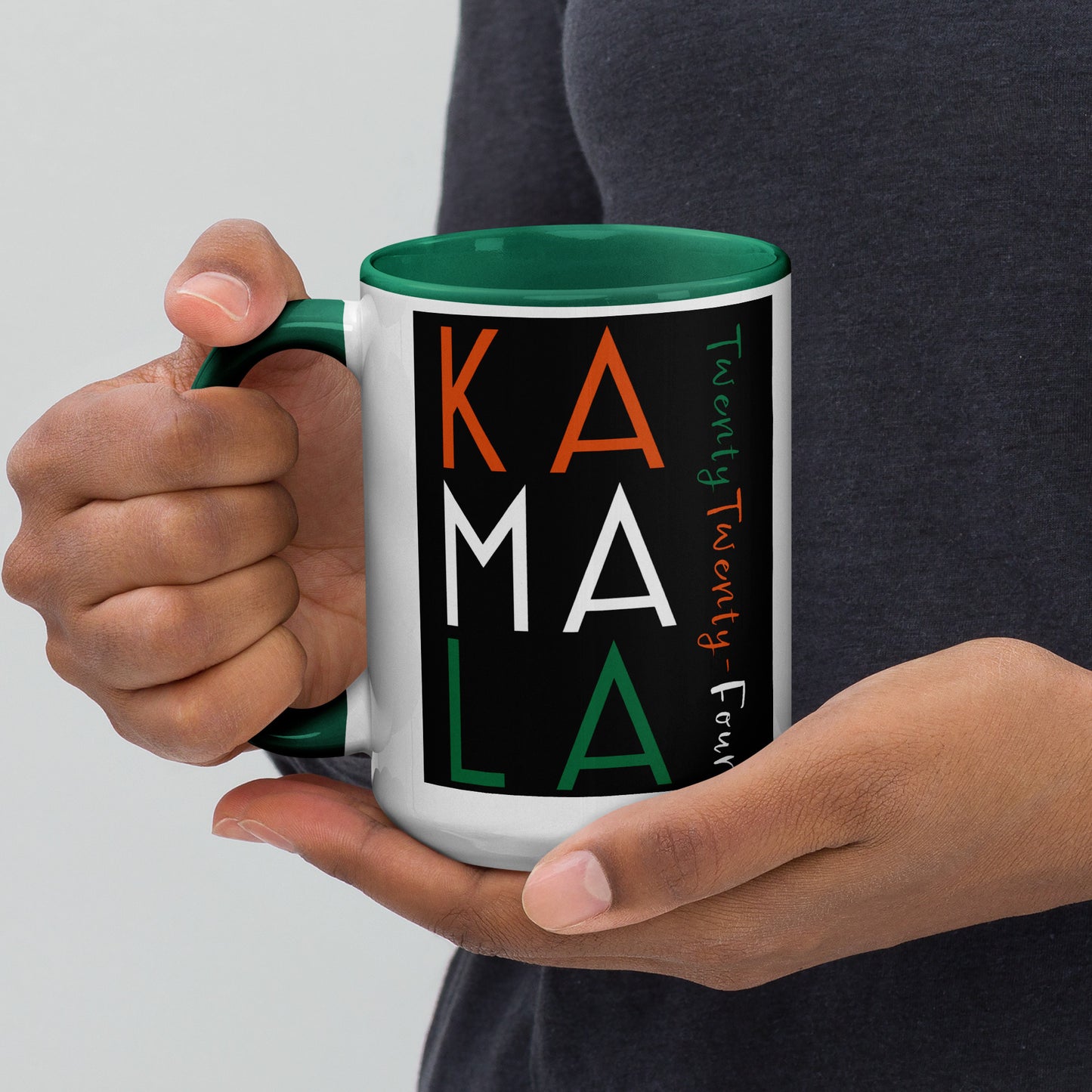 Z-A Limited-Edition Ceramic Mug – Celebrate History – Handles in Multiple Colors – Orange/White/Green Design - Shipping Included